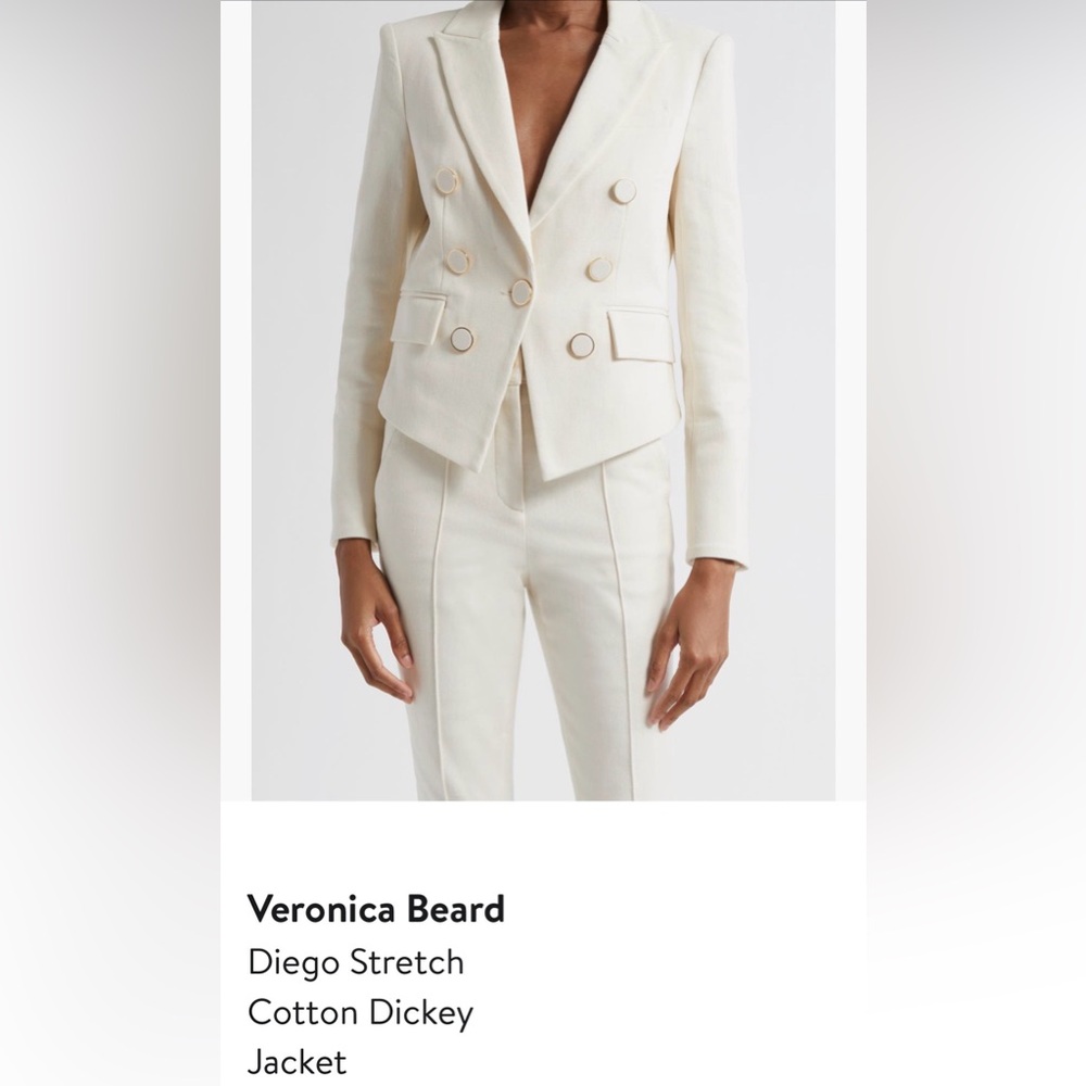 NWOT Veronica Beard Stretch Cotton Dickey Blazer - size 12 - cream/ off-white